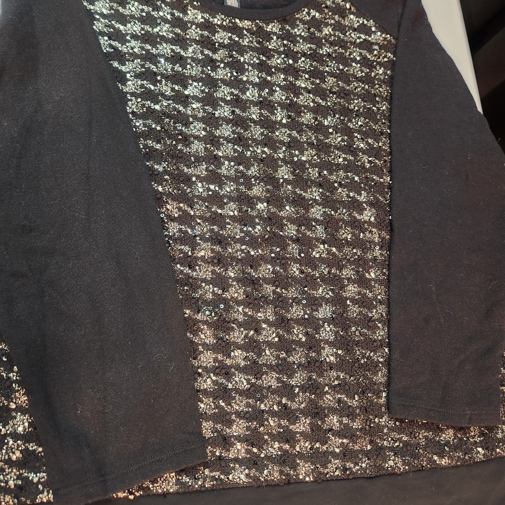 Style & Co. Black and Gold Sequin Blouse - Picture 3 of 13
